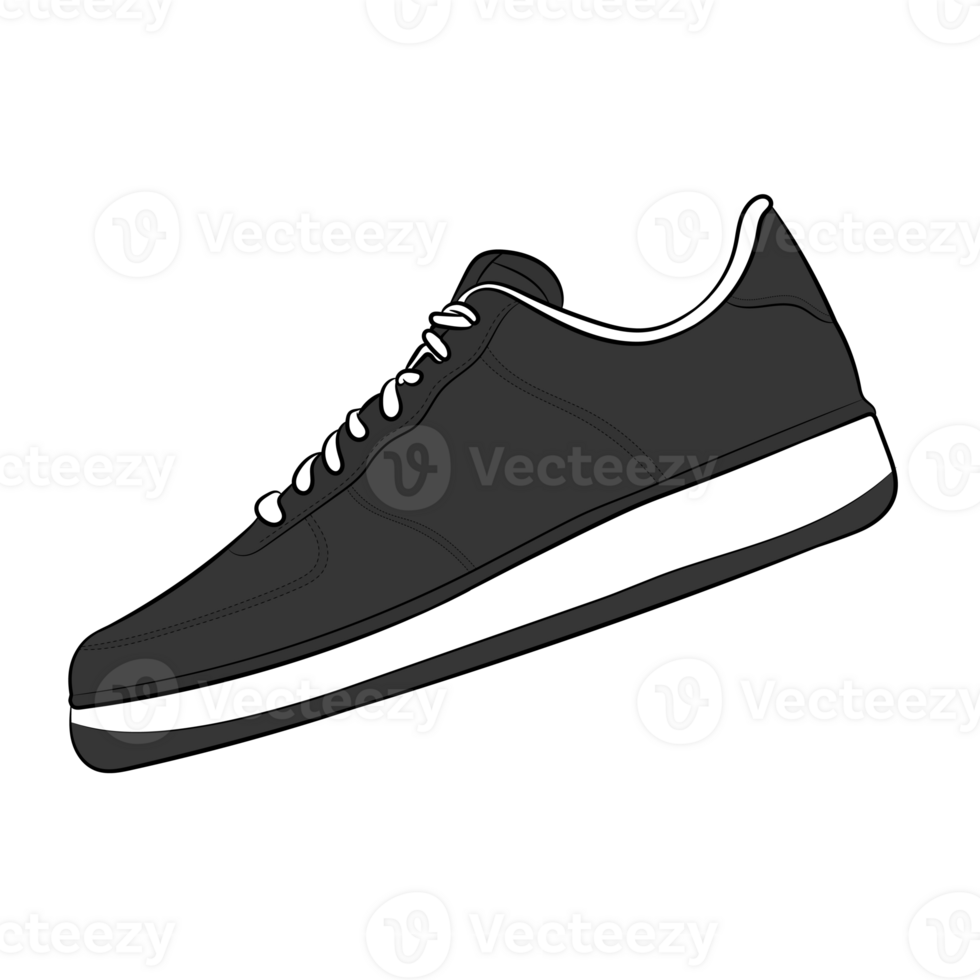 Black Sneaker Design Side View Shoes Pair png
