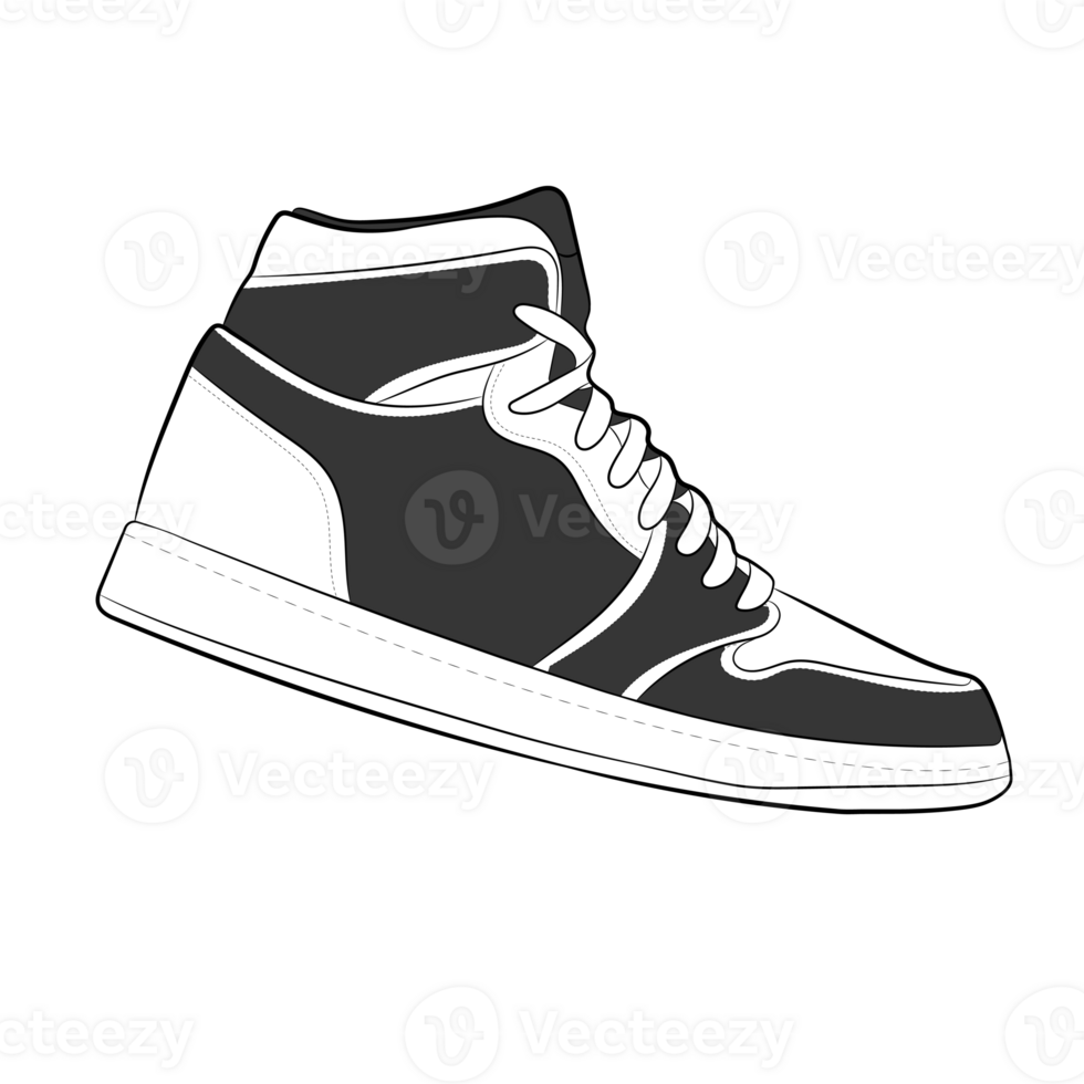 Black Sneaker Design Side View Shoes Pair png