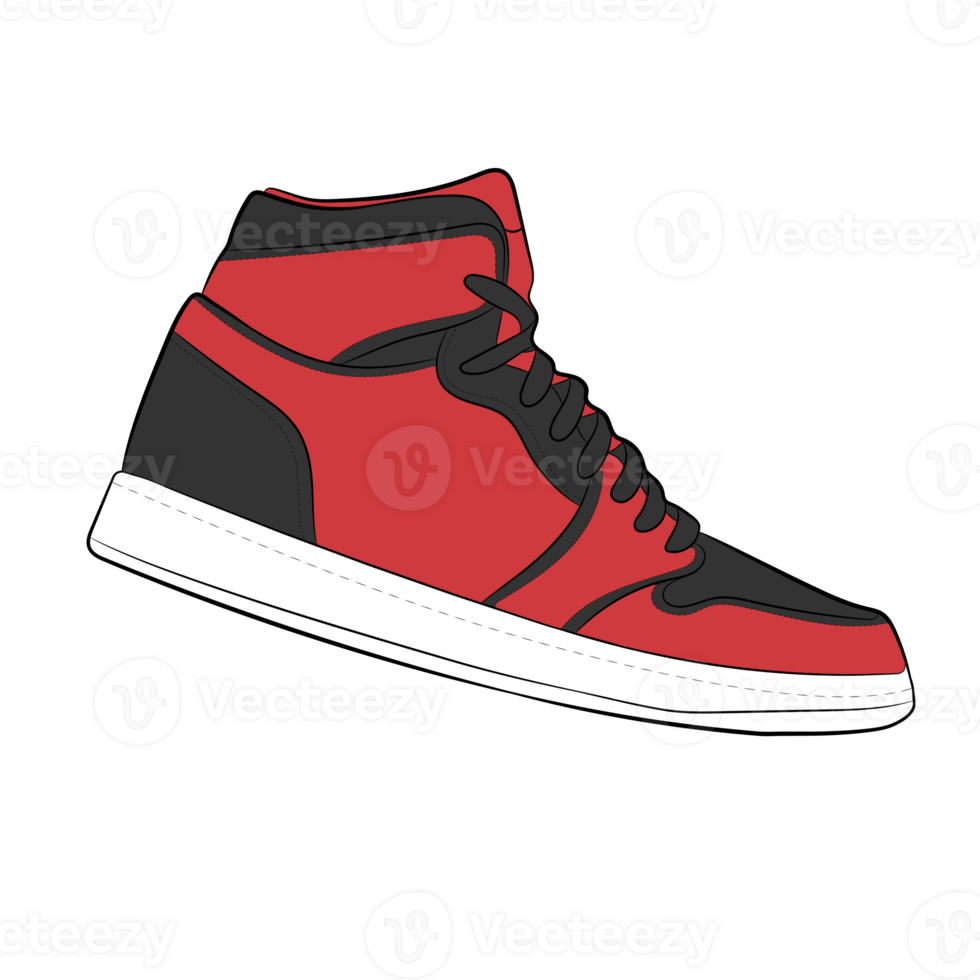Red Sneaker Design Side View Shoes Pair png