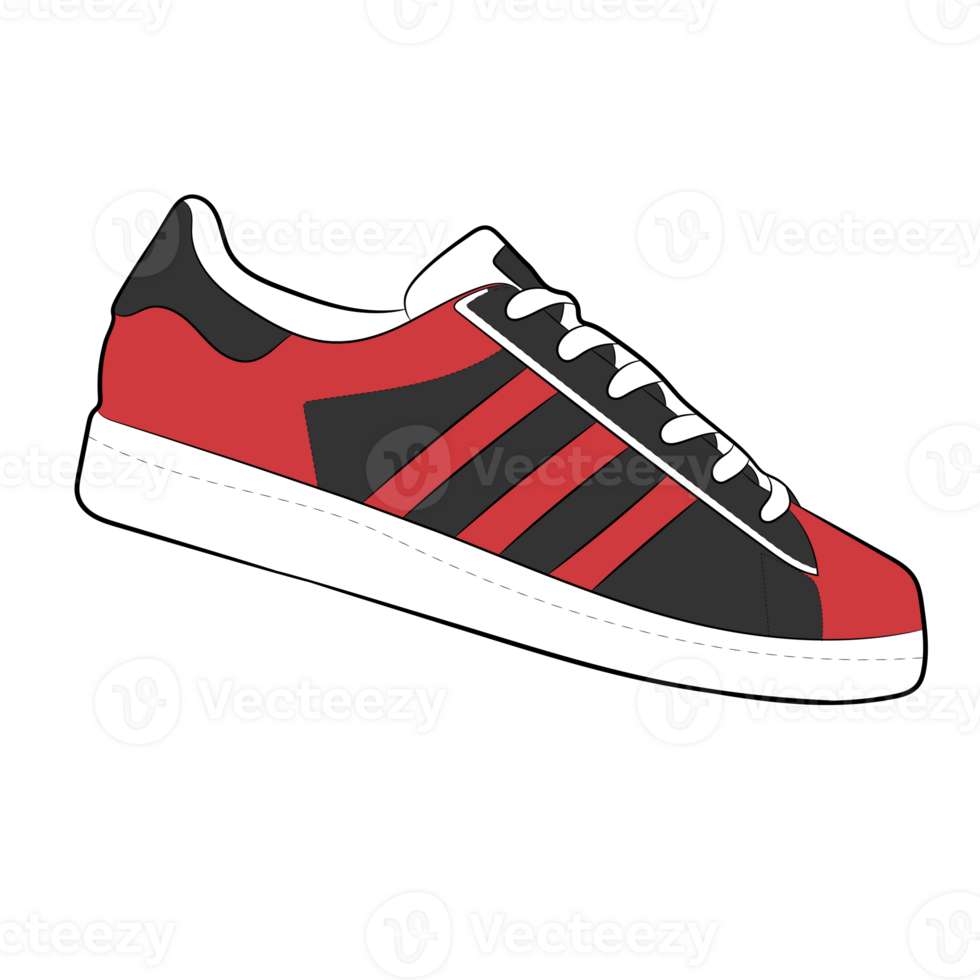Red Sneaker Design Side View Shoes Pair png