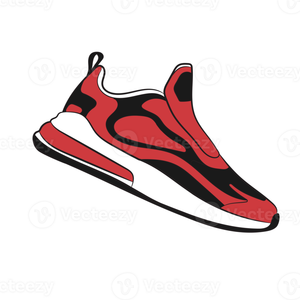 Red Sneaker Design Side View Shoes Pair png