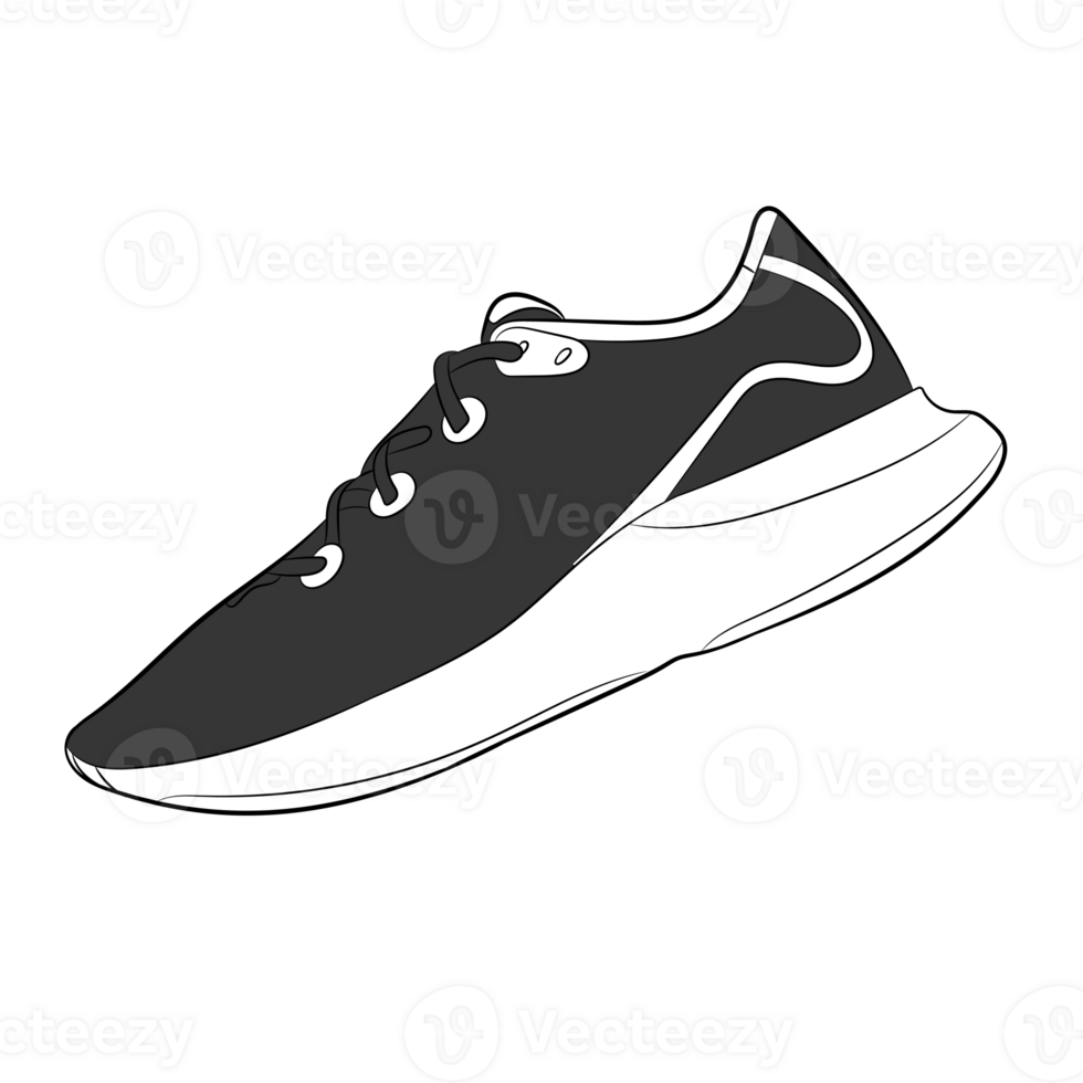 Black Sneaker Design Side View Shoes Pair png