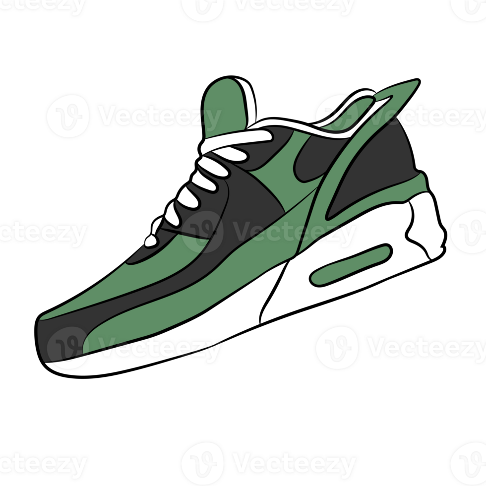 Green Sneaker Design Side View Shoes Pair png