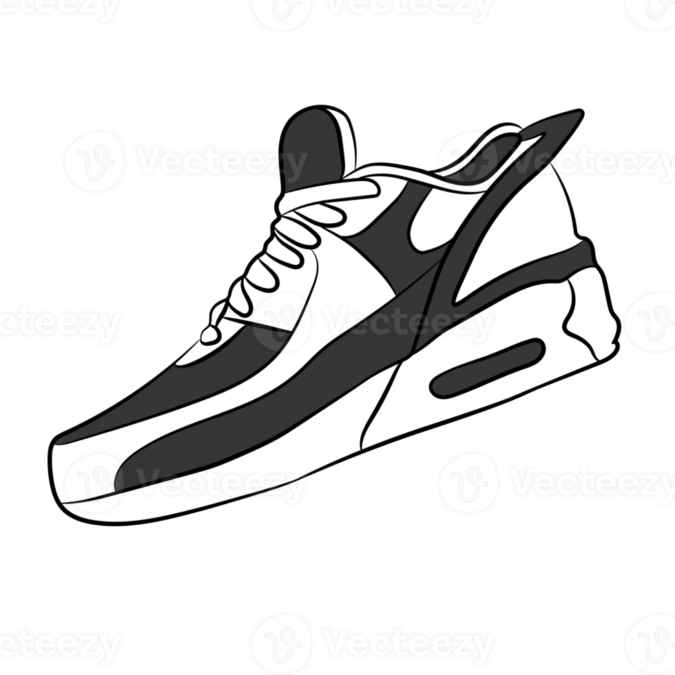 Black Sneaker Design Side View Shoes Pair png
