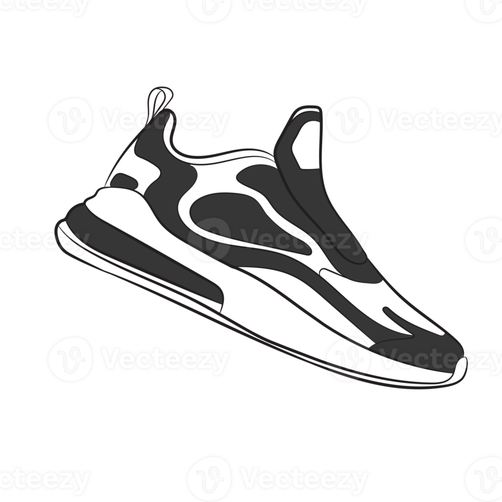 Black Sneaker Design Side View Shoes Pair png