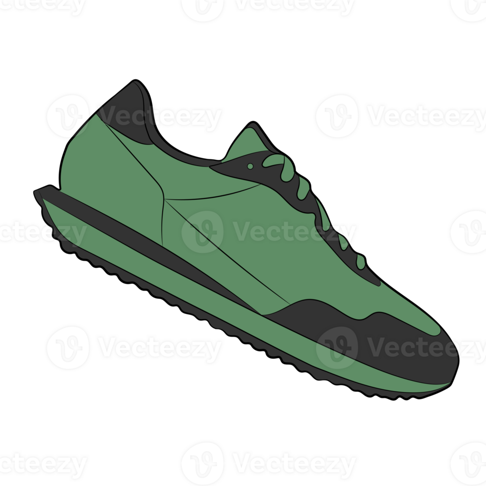 Green Sneaker Design Side View Shoes Pair png