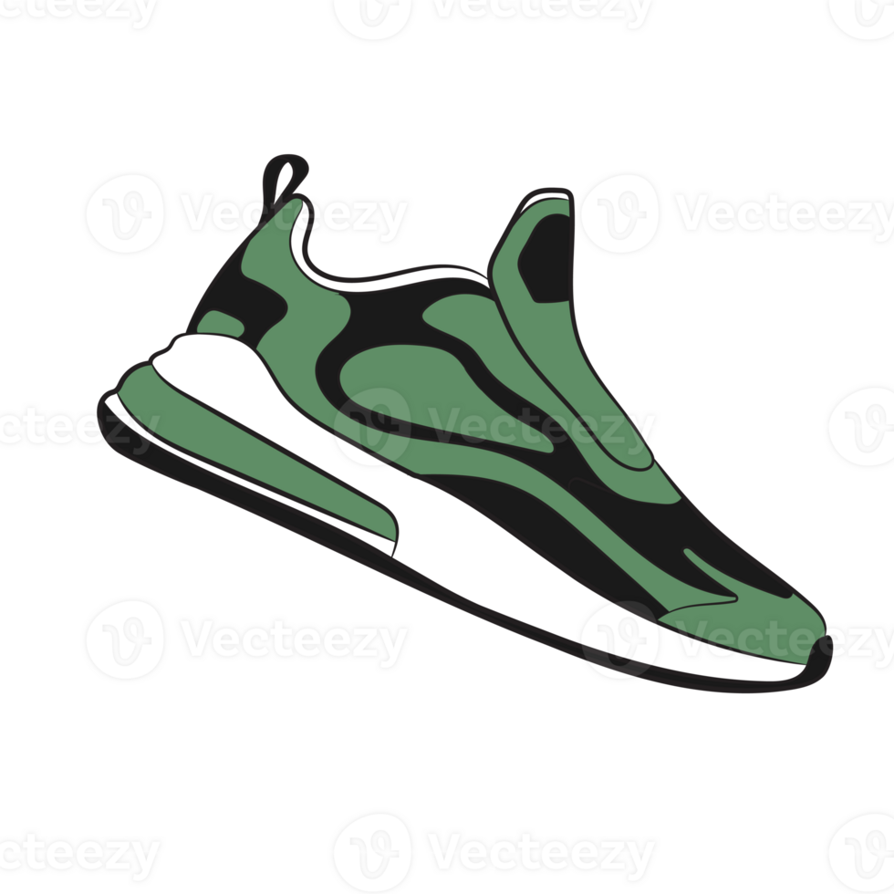 Green Sneaker Design Side View Shoes Pair png