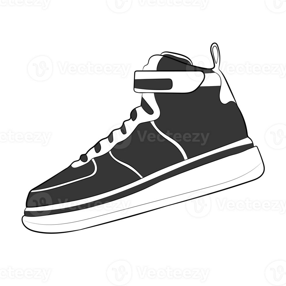 Black Sneaker Design Side View Shoes Pair png