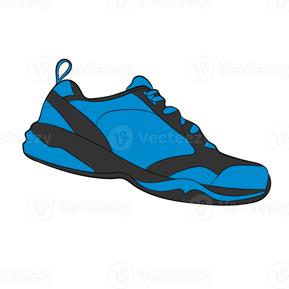 Blue Sneaker Design Side View Shoes Pair png