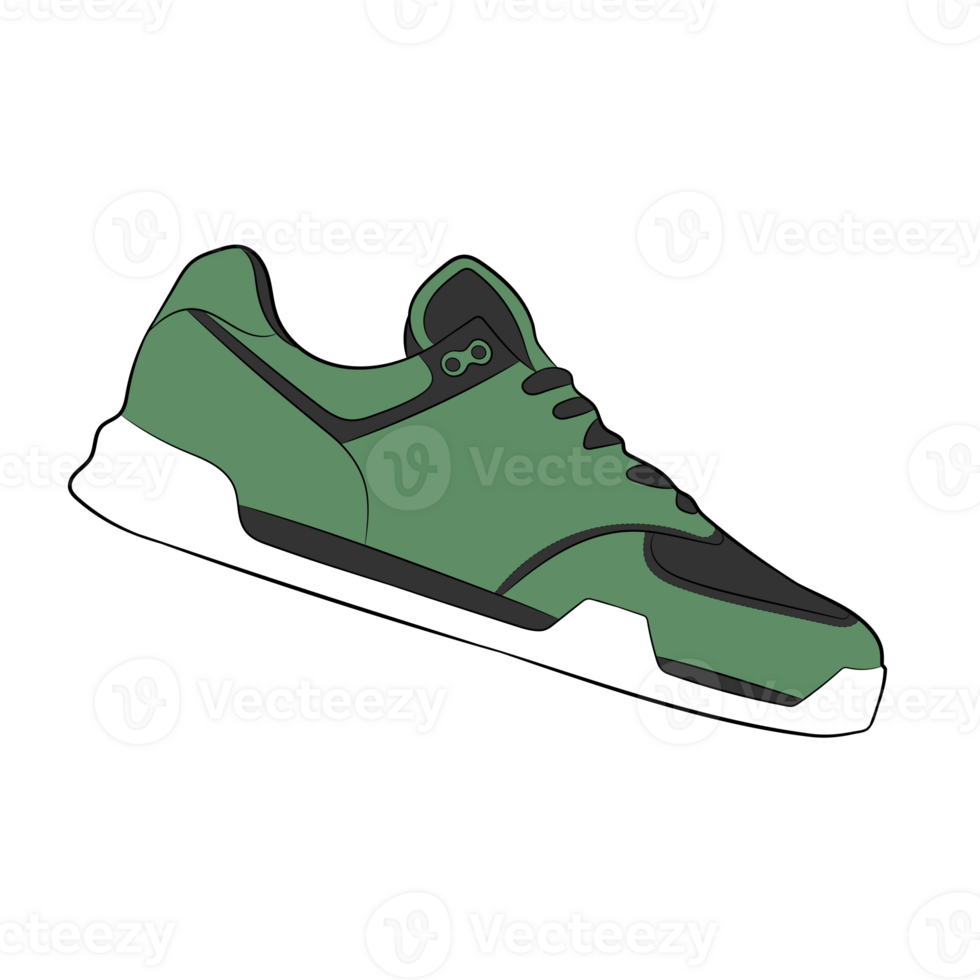 Green Sneaker Design Side View Shoes Pair png