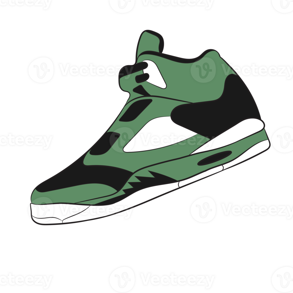 Green Sneaker Design Side View Shoes Pair png