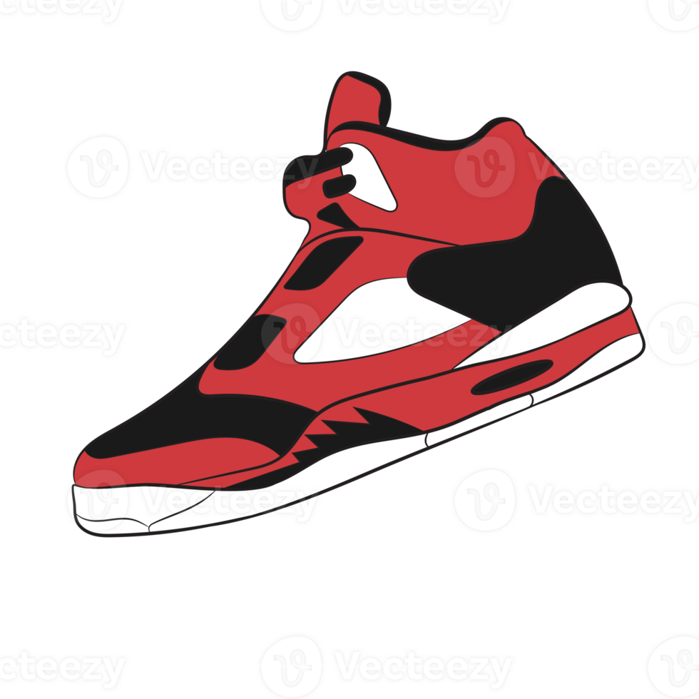 Red Sneaker Design Side View Shoes Pair png