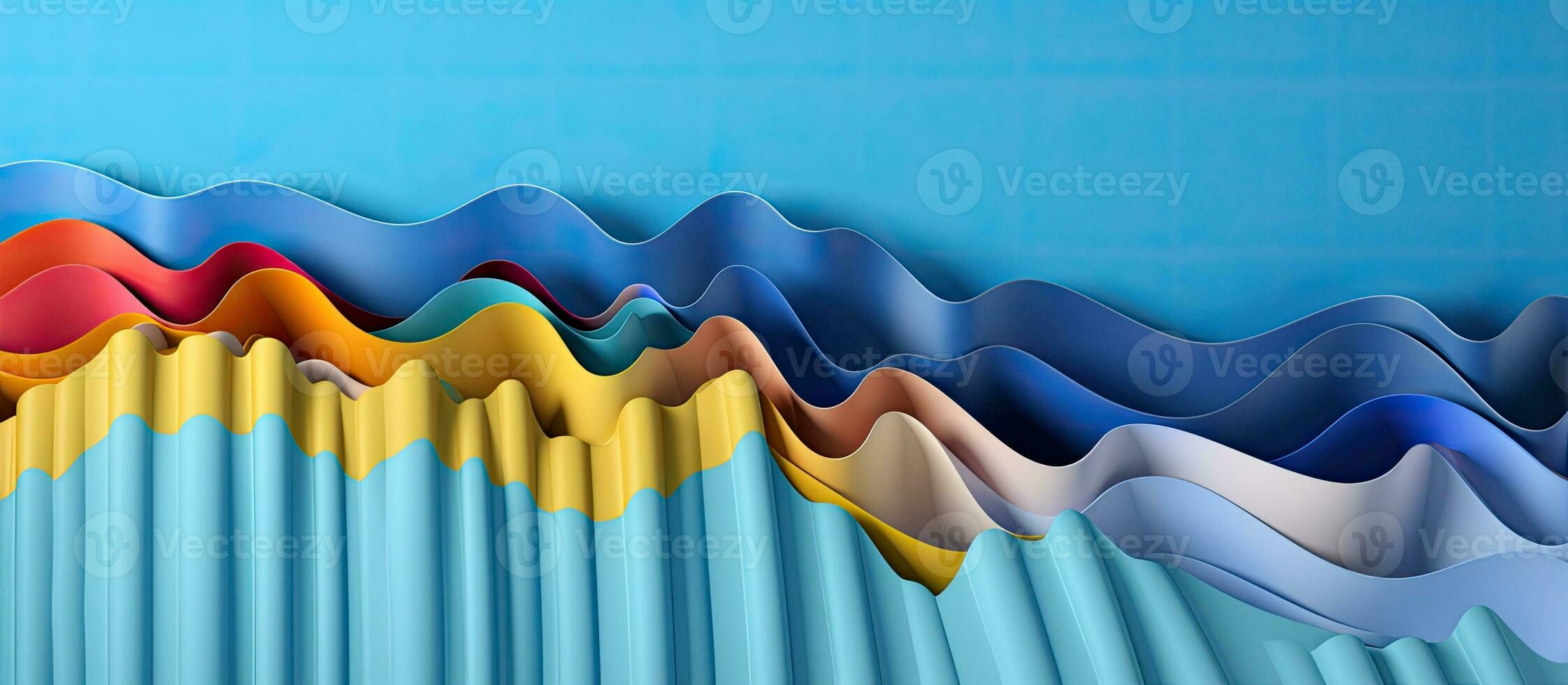 seamless horizontal pattern of colored pencils arranged in a wave shape on a blue background, providing photo