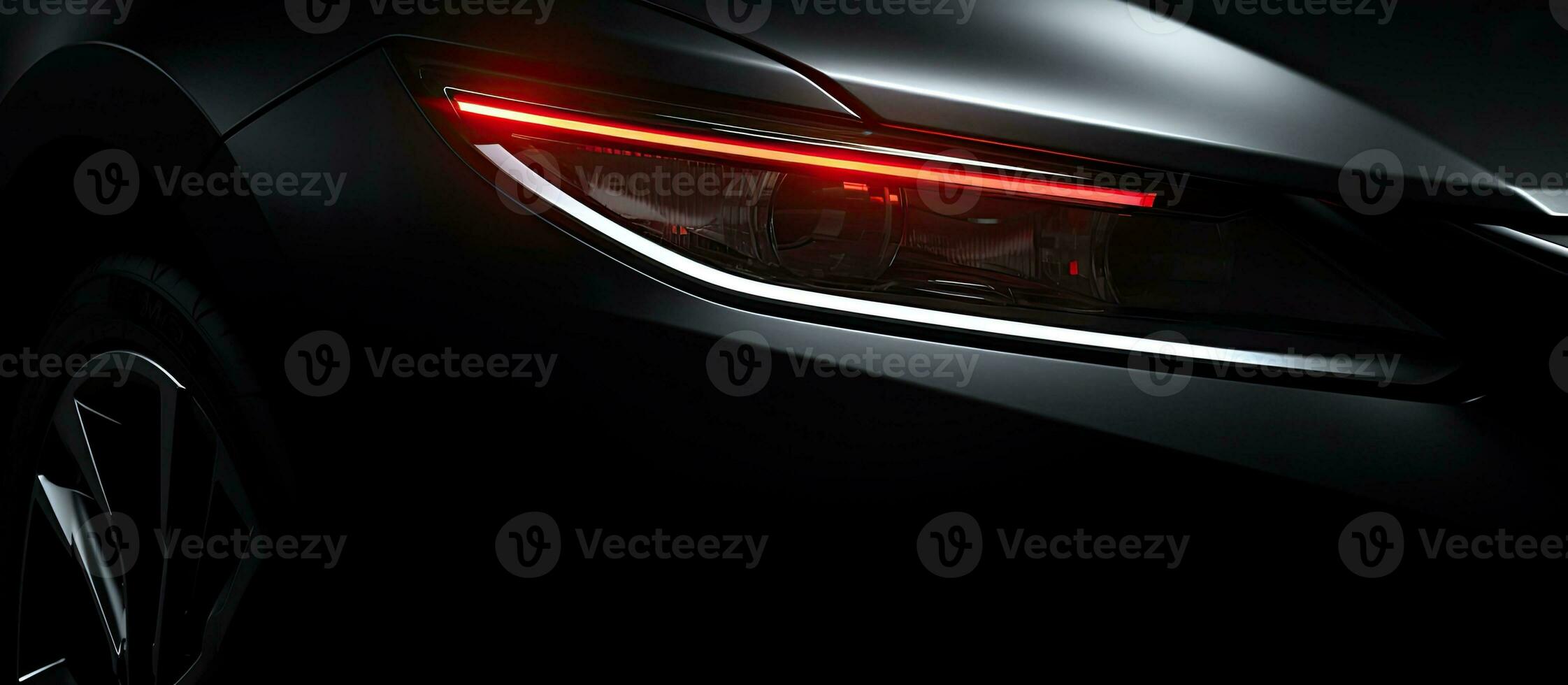 Copy Space is available to provide detailed information on one of the modern car's LED headlights, photo