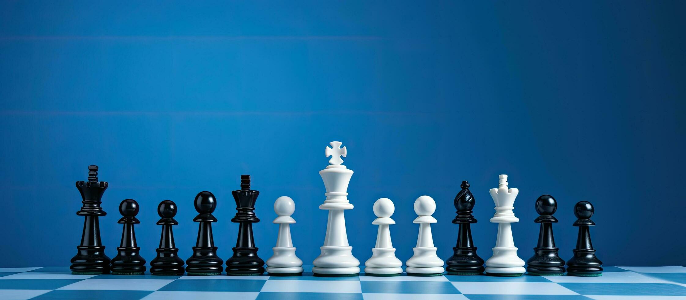 The symbol of competition is depicted as a chess board with chess pieces on a blue background from photo