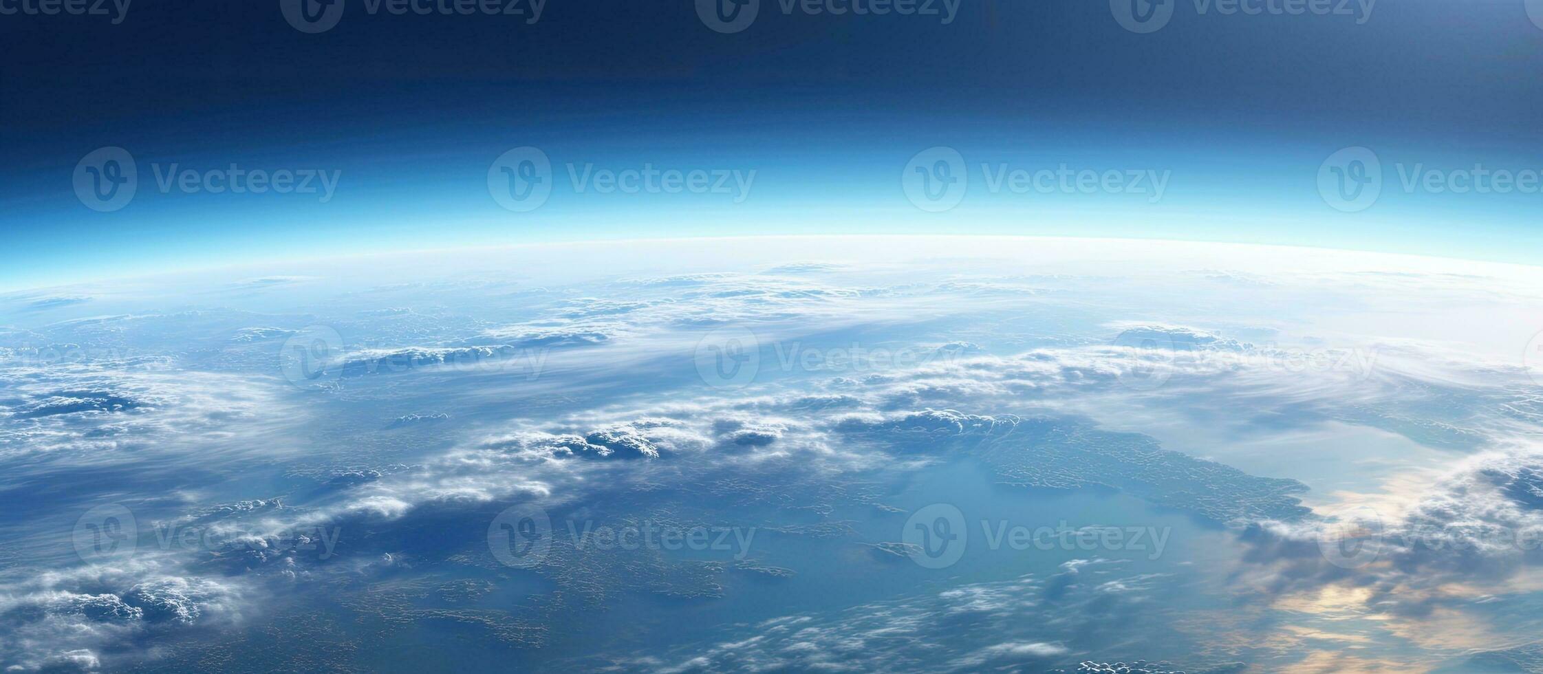 A wide-angle view of planet Earth with ample space for text or images. Materials for this image photo