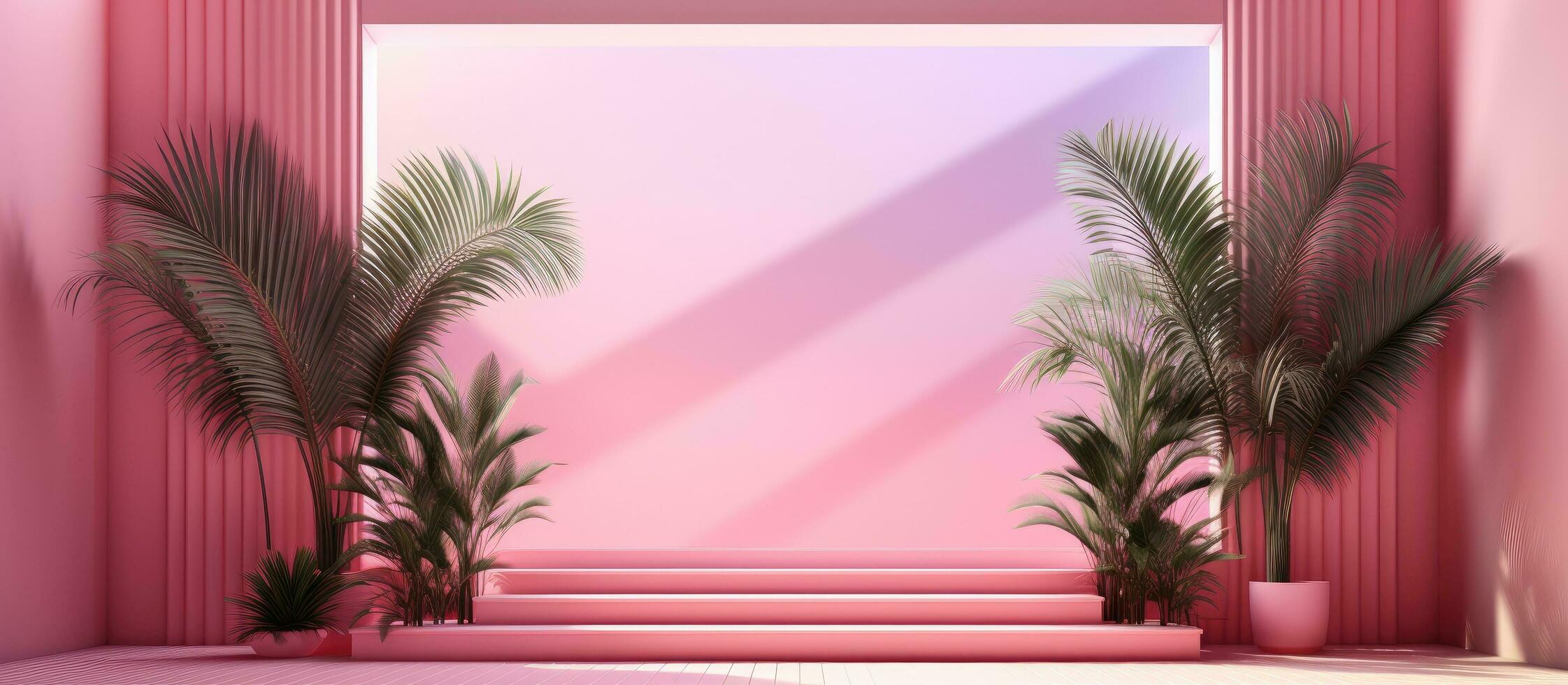 A studio background with a pink color gradient is used for product presentation. The room is photo