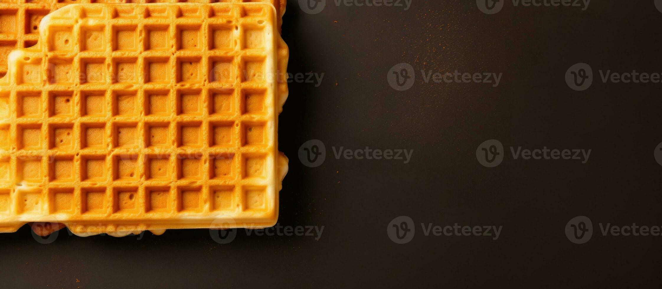 Belgian waffle texture background with square waffled cookie mockup. Soft golden Belgium waffles photo