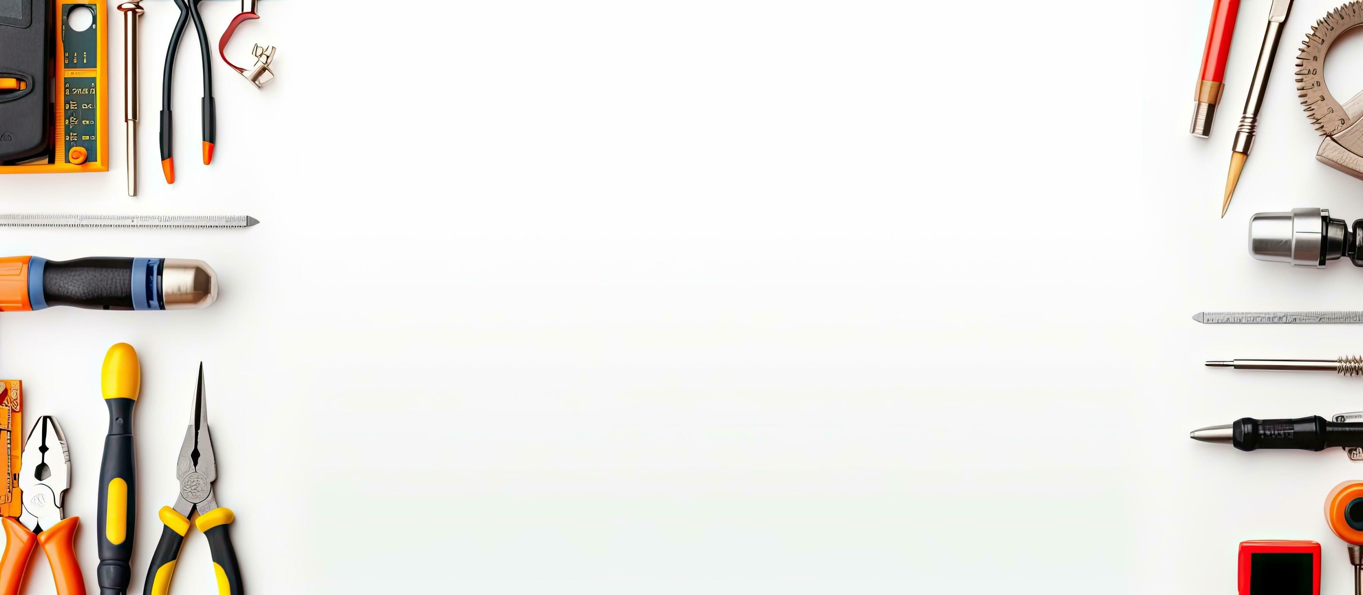 electrician equipment on a white background with empty space for text