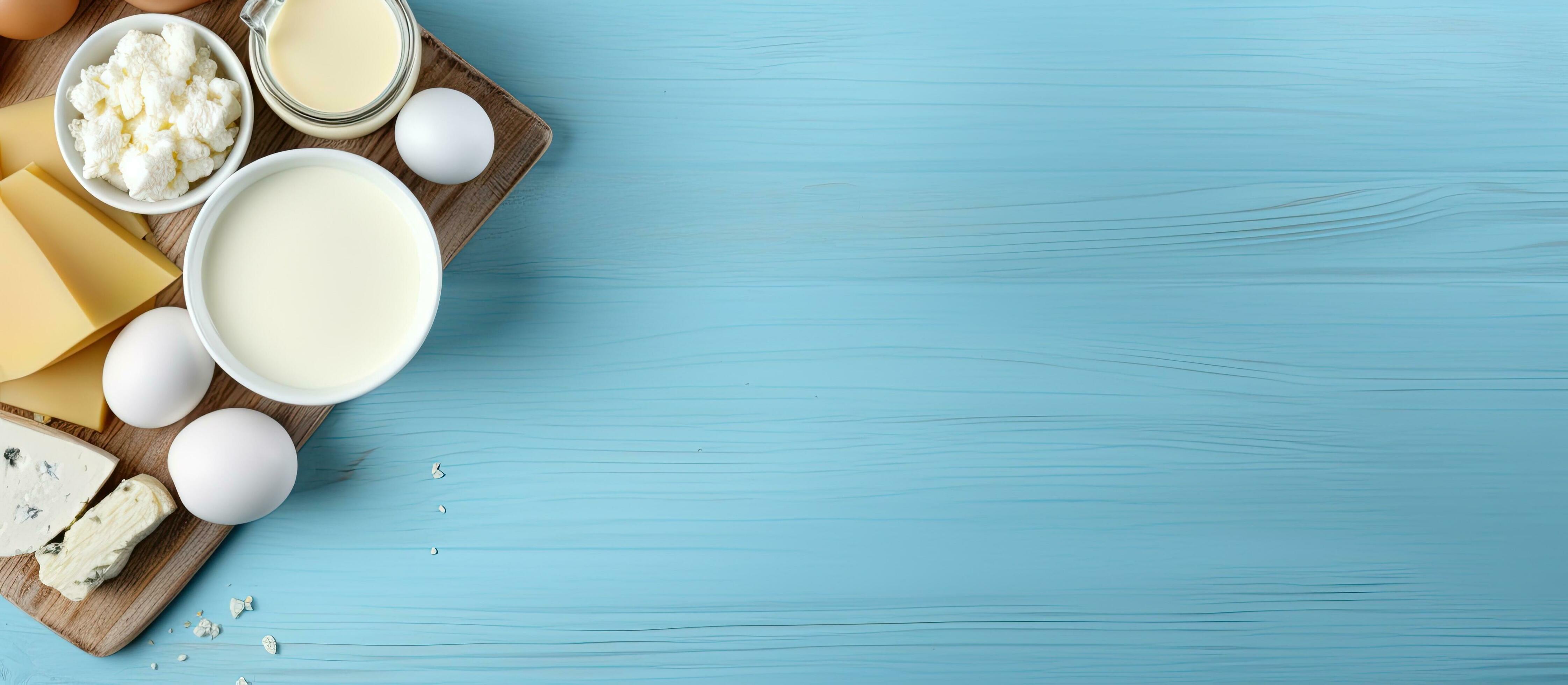 Dairy Products Including Milk Cottage Cheese And Eggs Placed On A dairy-products-including-milk-cottage-cheese-and-eggs-placed-on-a