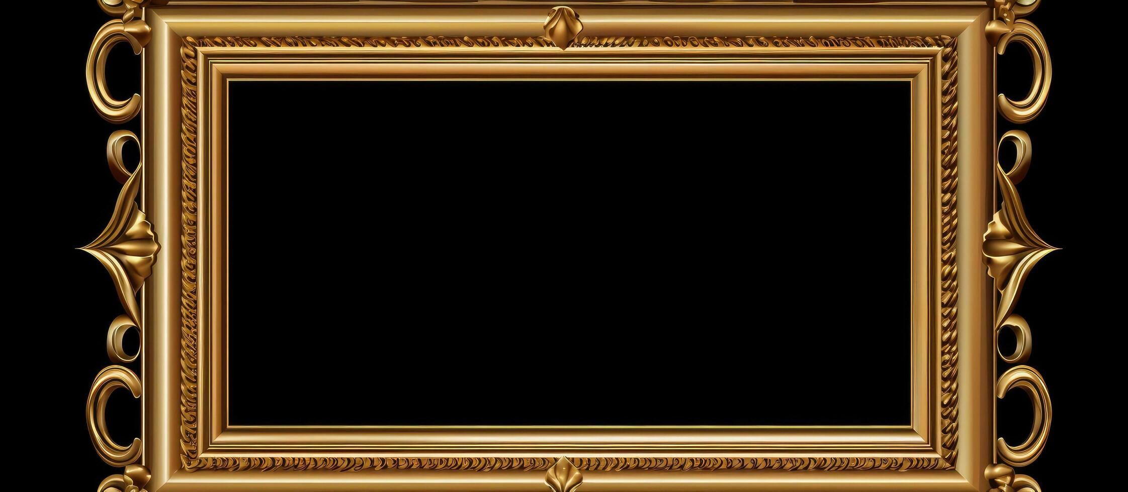 A golden frame with a kings crown carved into it, set against a white background, with empty photo
