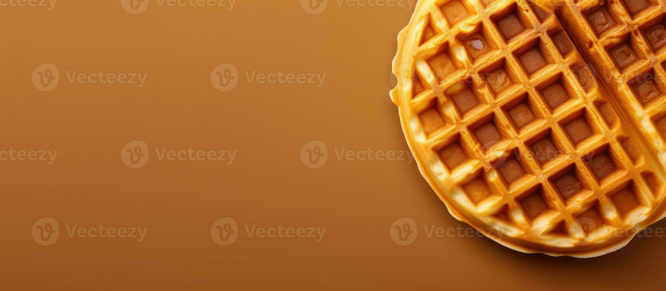 Belgian waffle texture background with square waffled cookie mockup. Soft golden Belgium waffles photo