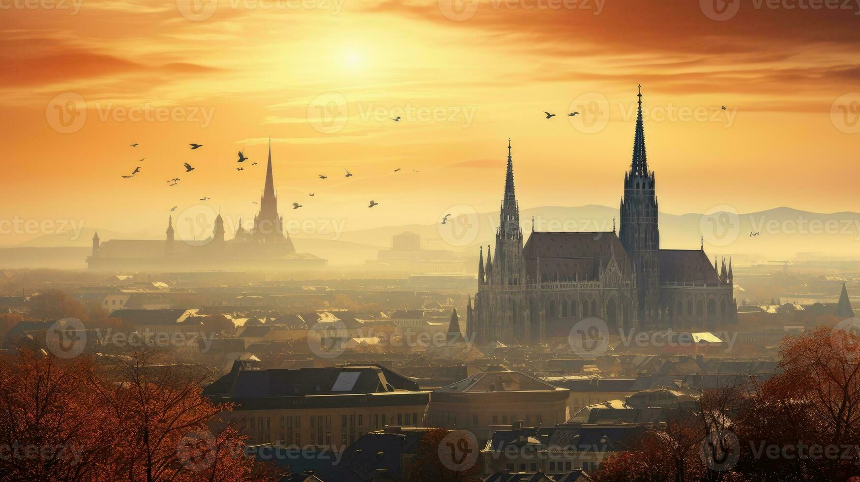 Morning view of Vienna s skyline featuring St Stephen s Cathedral Austria photo