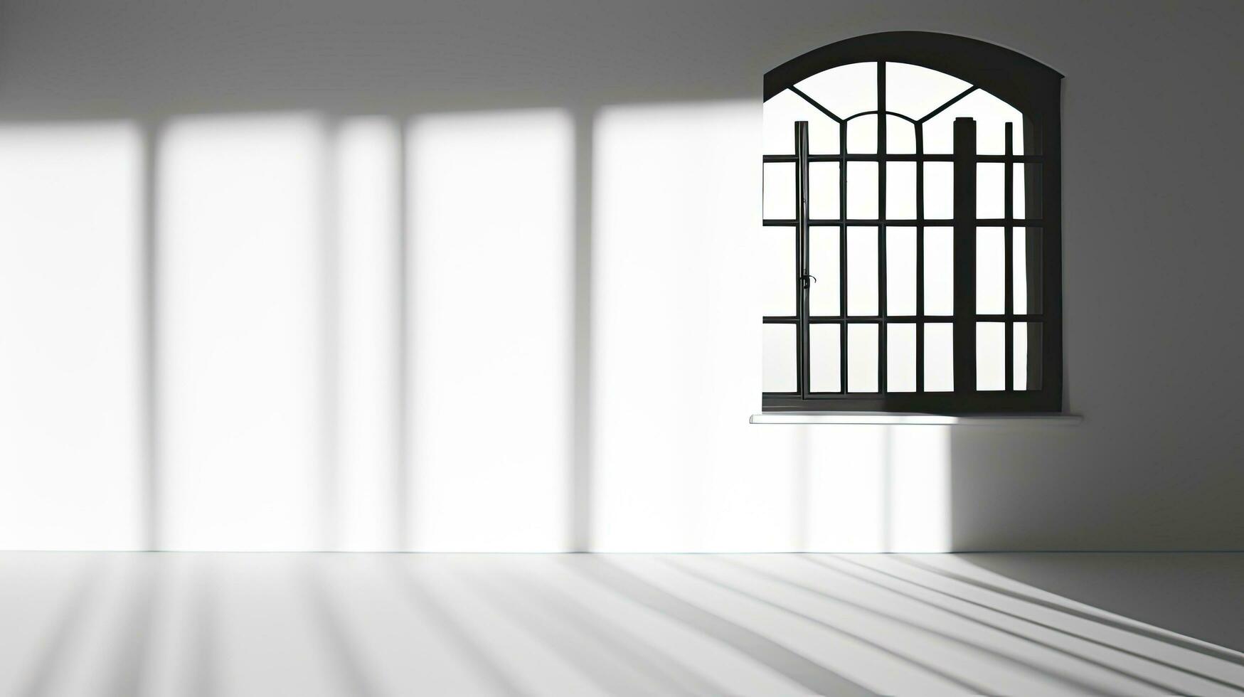 Shadow from window on white wall background photo