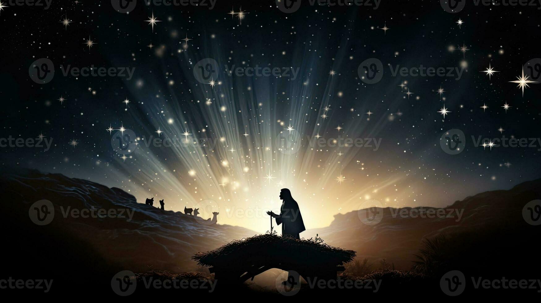 Jesus Christ s manger is graced by a shining star during Christmas