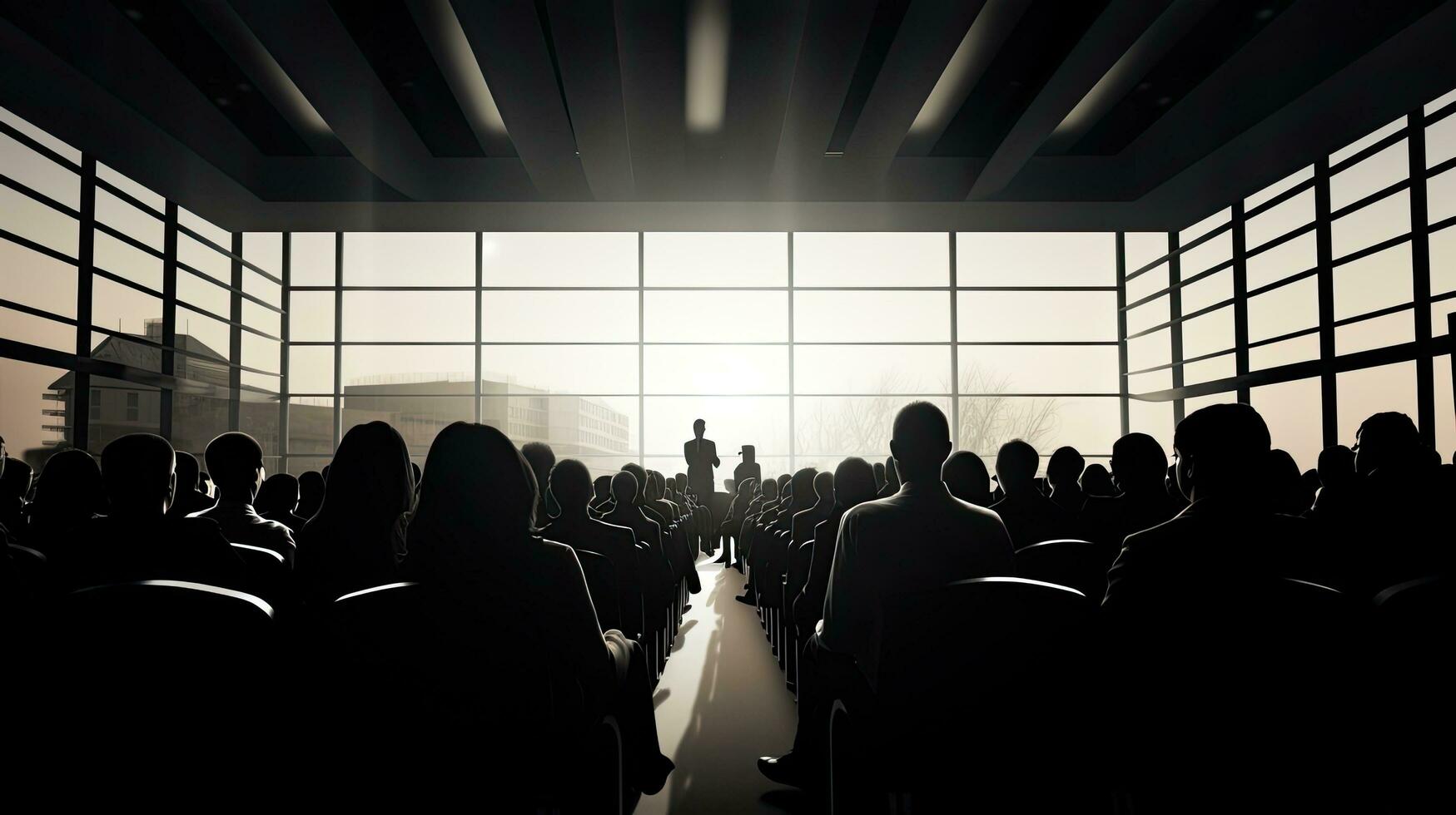 Conference attendees listen to the speaker photo