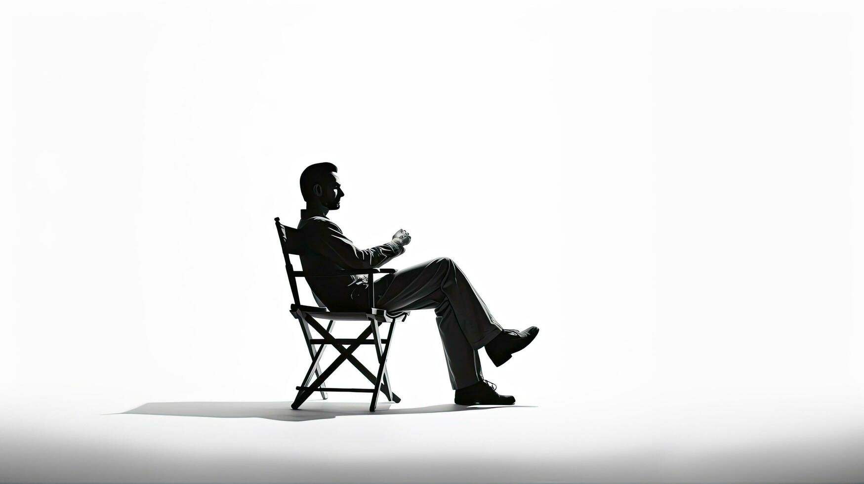silueta director silla en blanco antecedentes foto