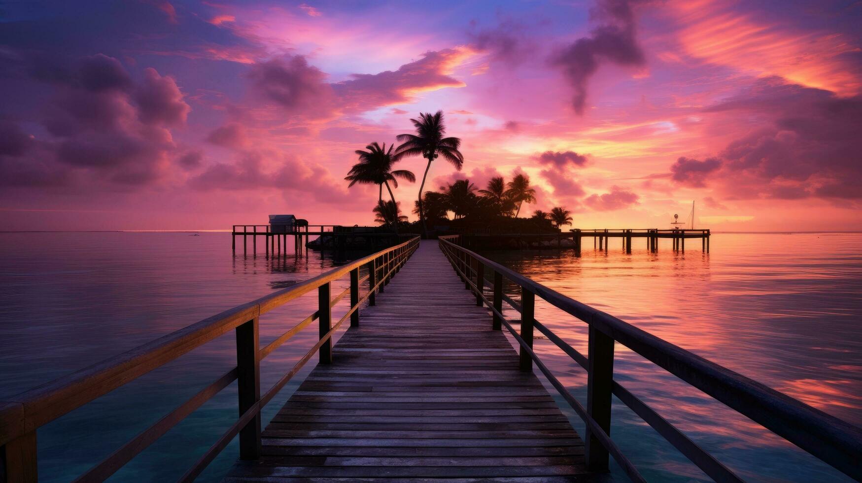 Sunrise at a dock in Islamorada Florida Keys photo