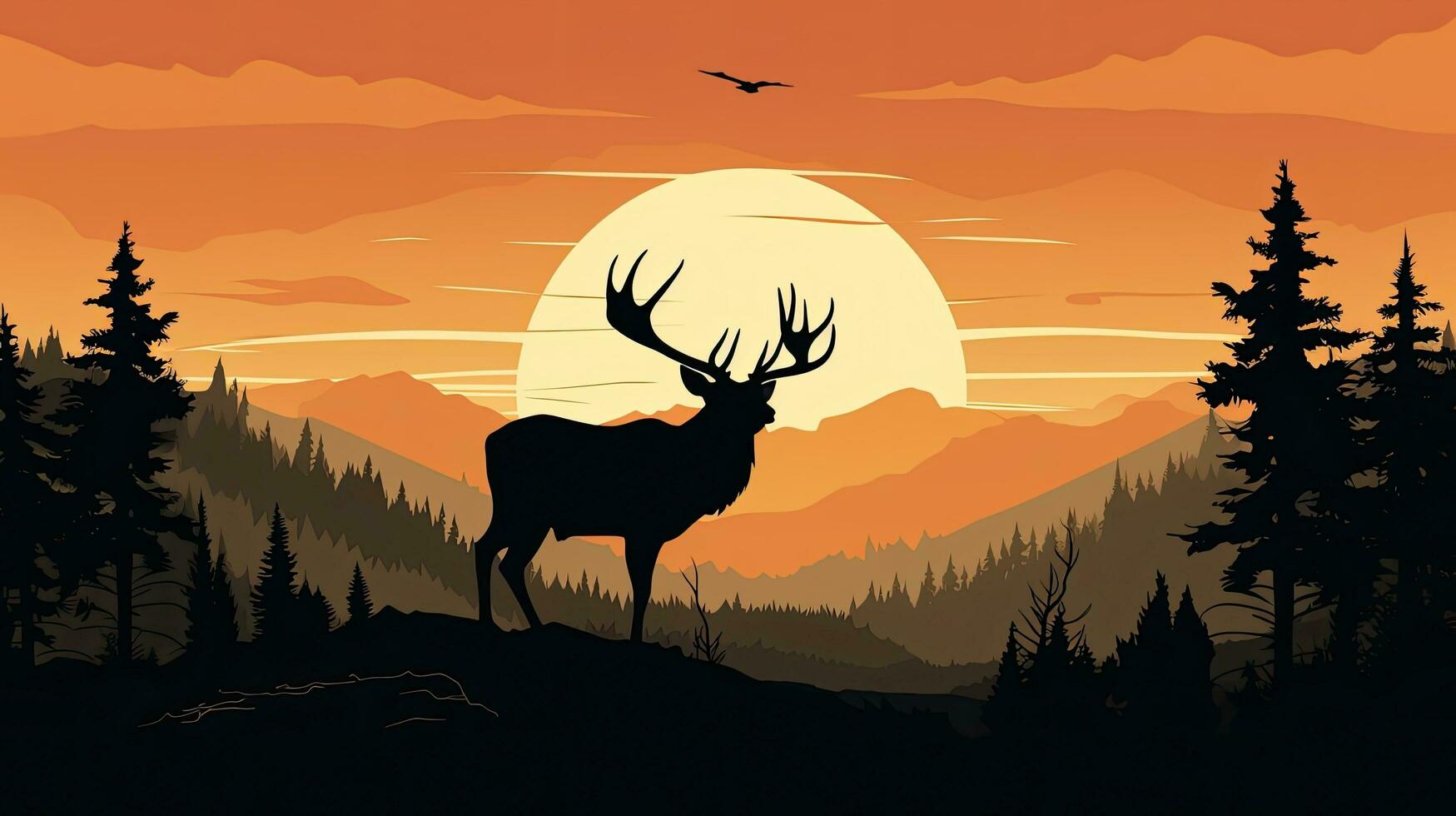 Elk at sunset silhouette photo