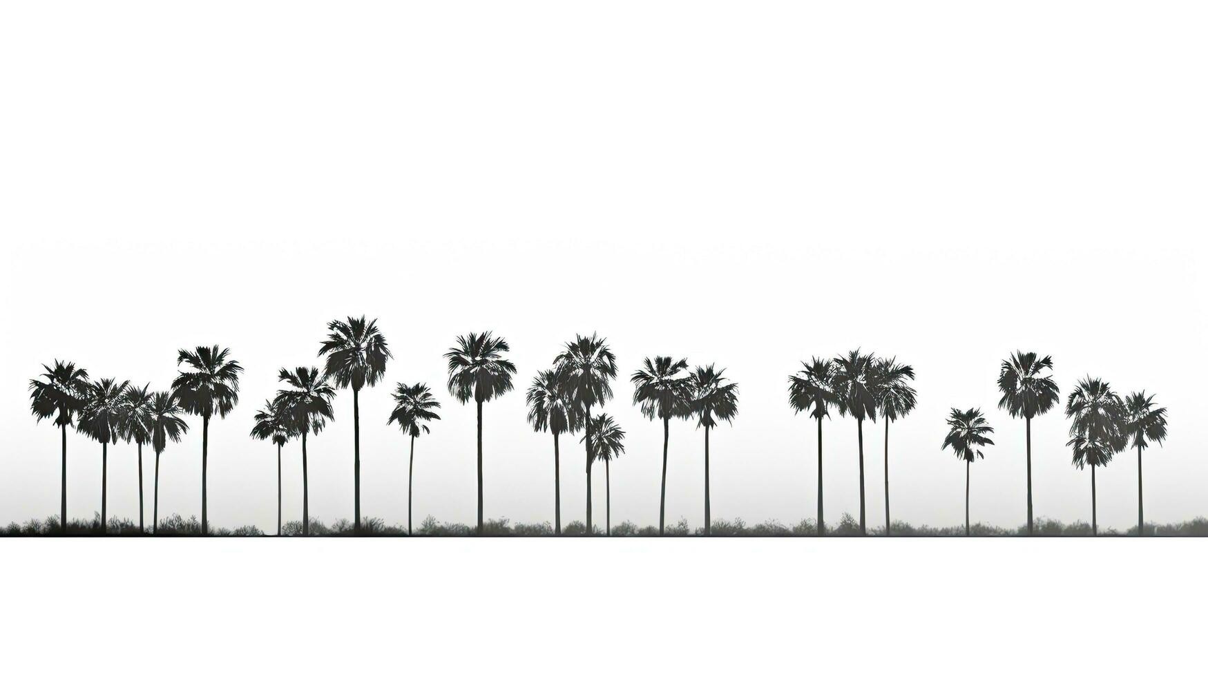 White background is lined with sugar palm trees photo