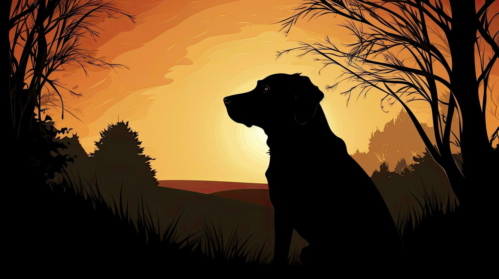 Labrador retriever silhouette female domestic photo