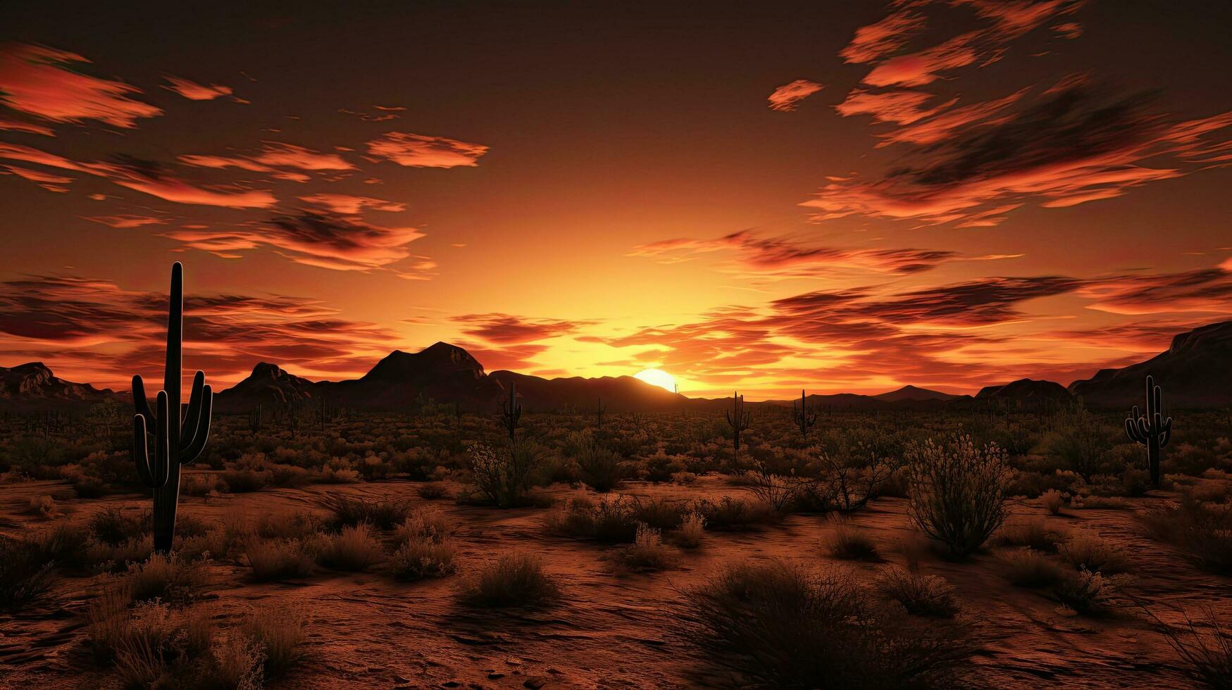 Sun setting in Arizona s Sonoran Desert near Phoenix photo