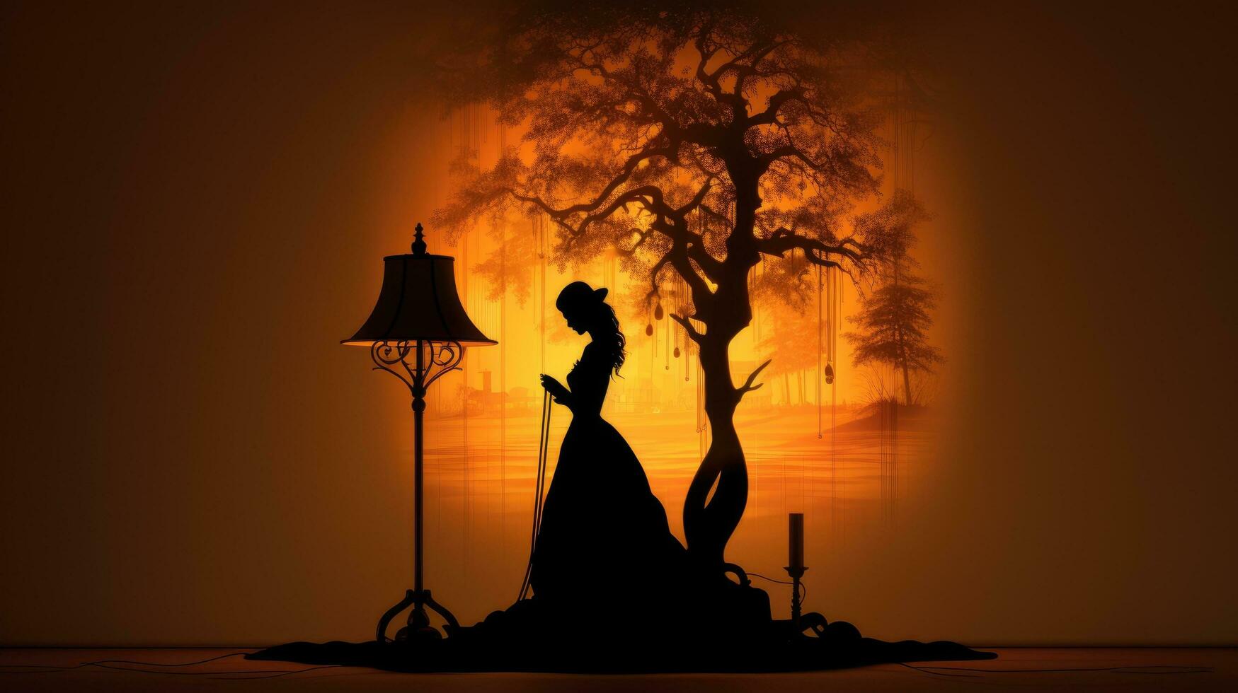 silhouette of a lamp photo