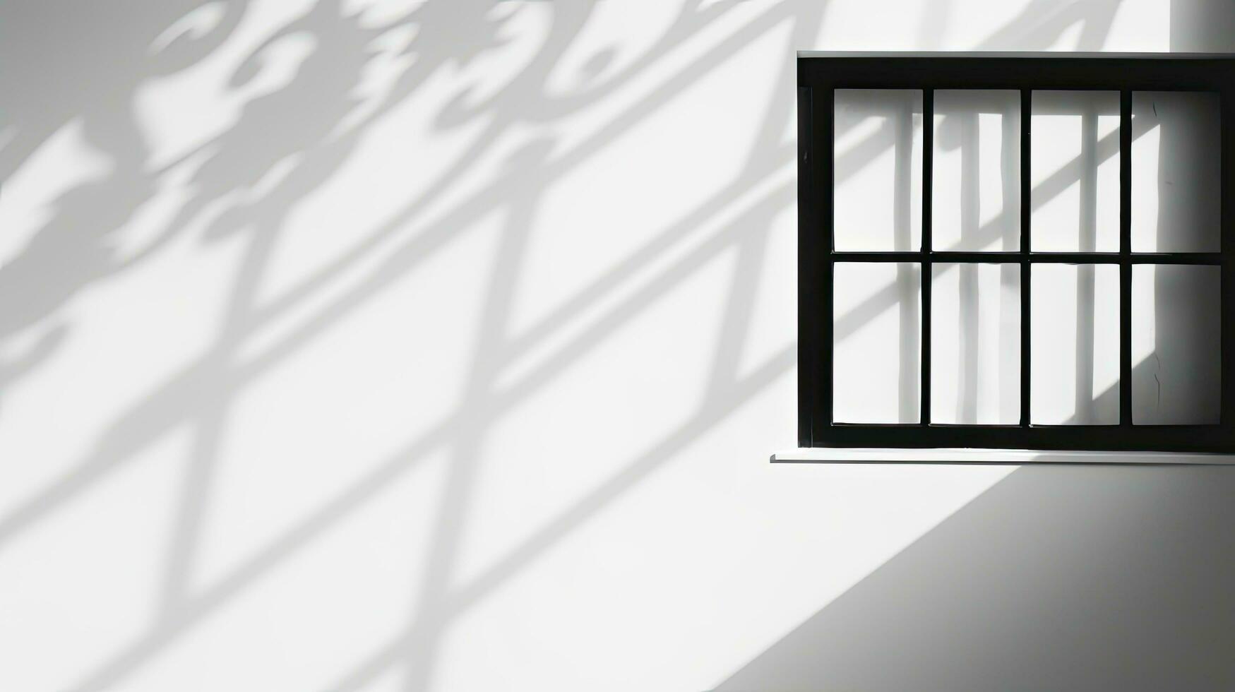 Shadow from window on white wall background photo