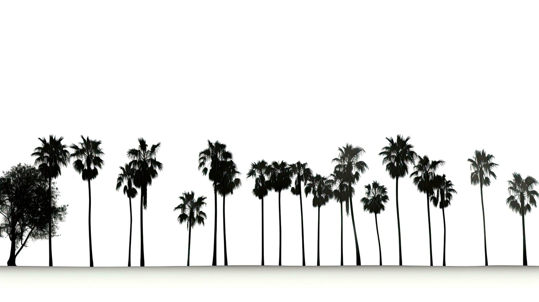 White background is lined with sugar palm trees photo