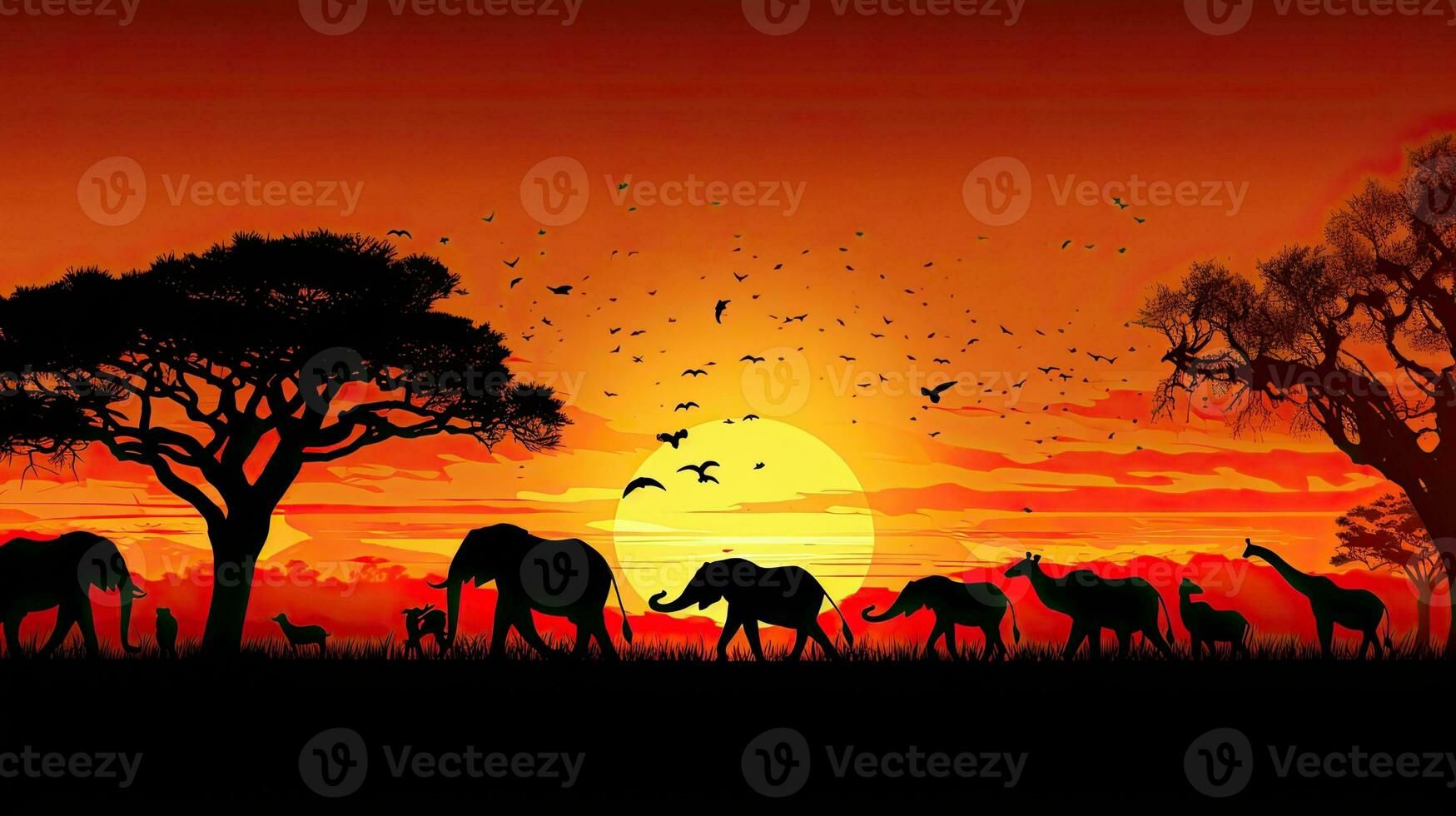 African wildlife preservation showcasing a vast array of animals in their natural habitat photo
