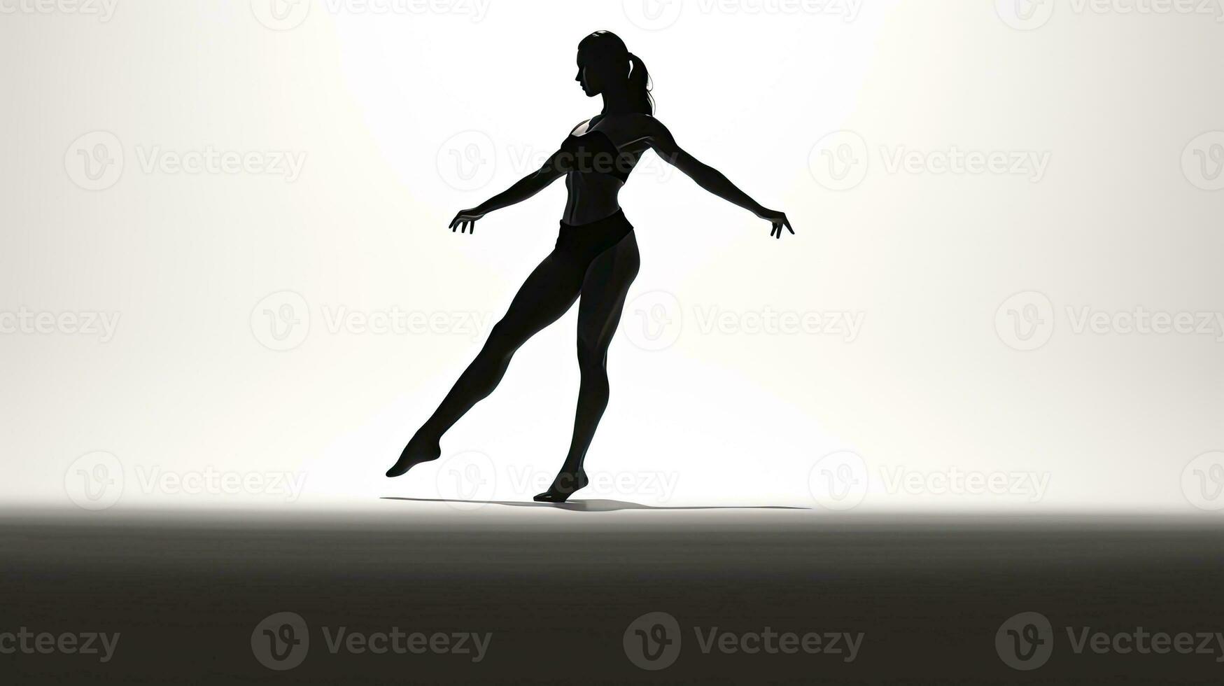 Woman stretching legs silhouette over white with clipping path photo