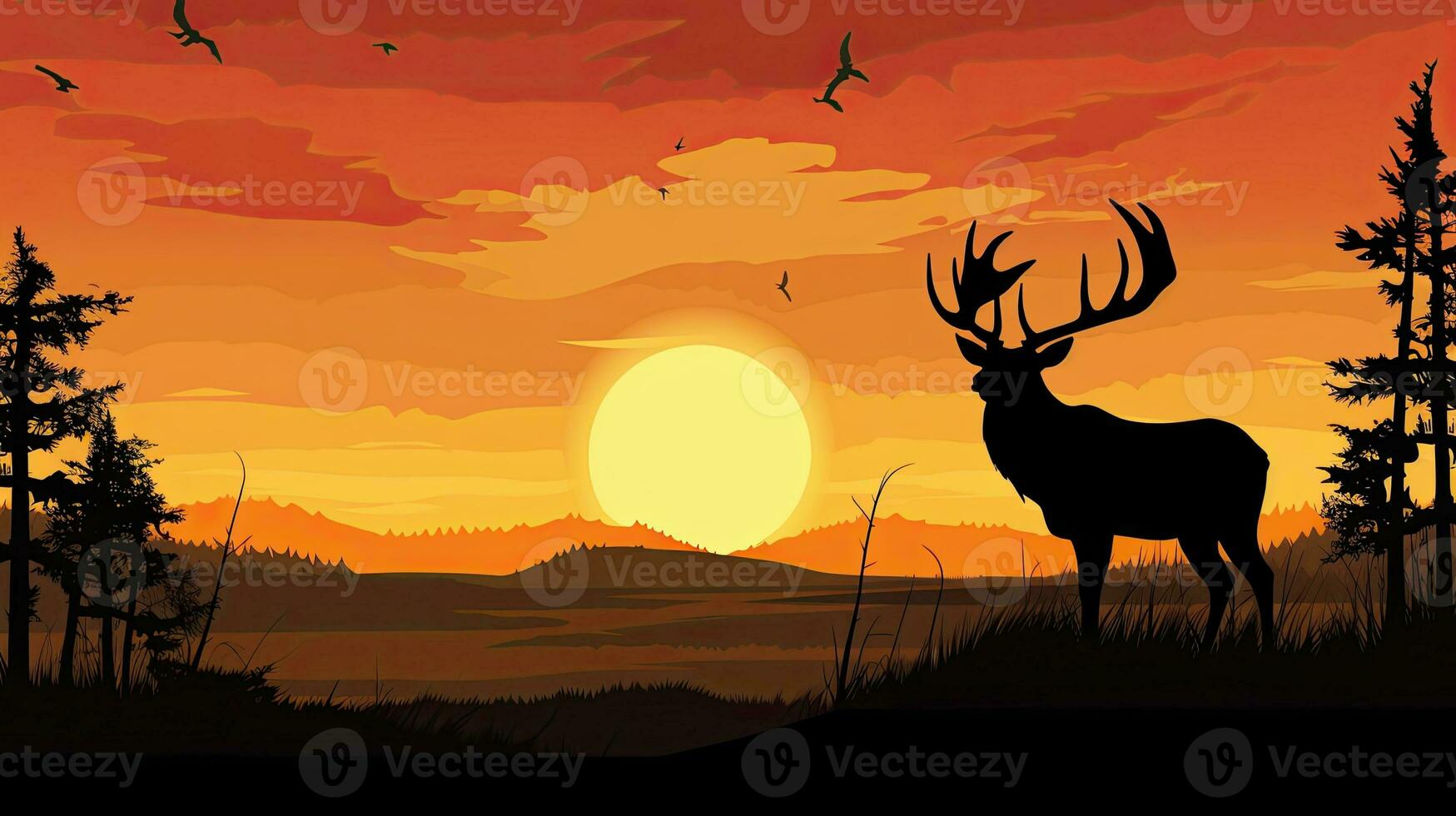 Elk at sunset silhouette photo