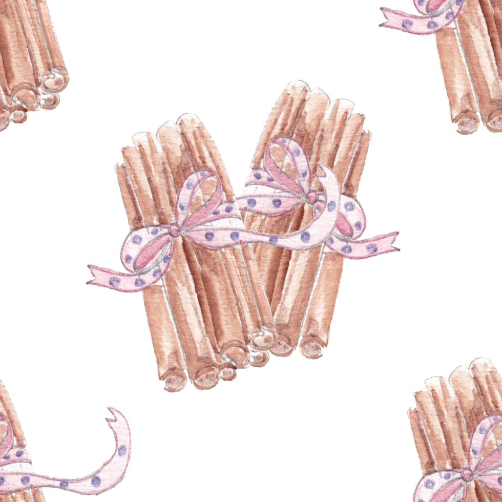 Cinnamon Stick Watercolor Illustration Pattern png