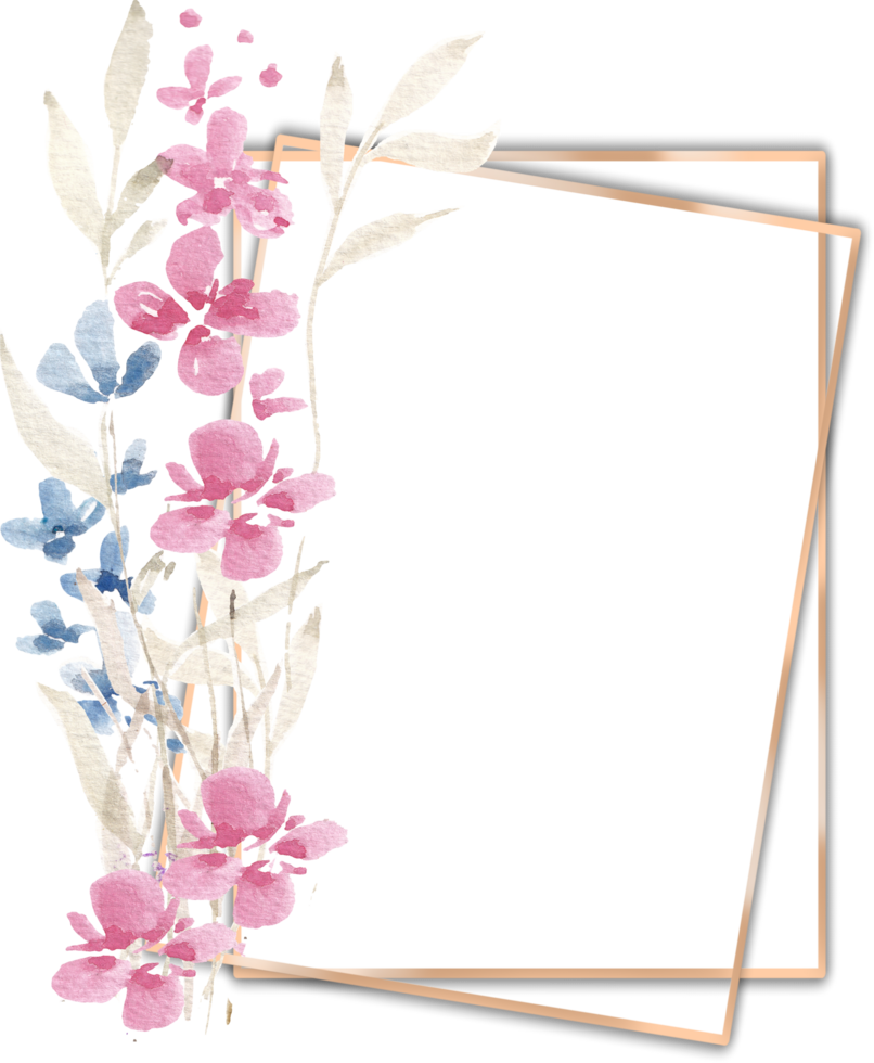 Wild Watercolor Flower Meadow Frame png