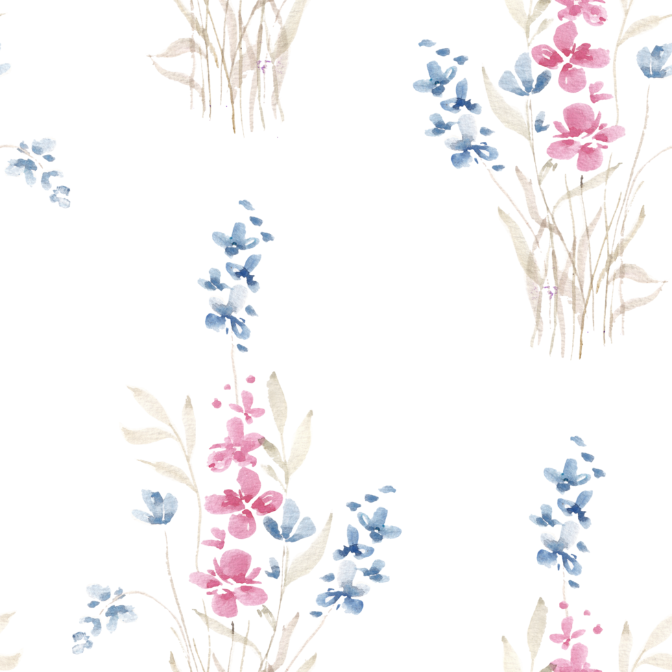 Wild Watercolor Flower Meadow Seamless Pattern png
