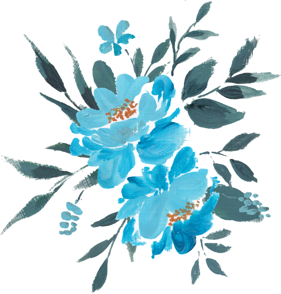 Hand Painted Blue Vintage Rose png