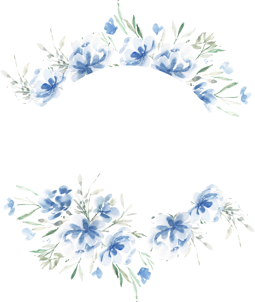 Blue Rose Watercolor Flower Wreath png