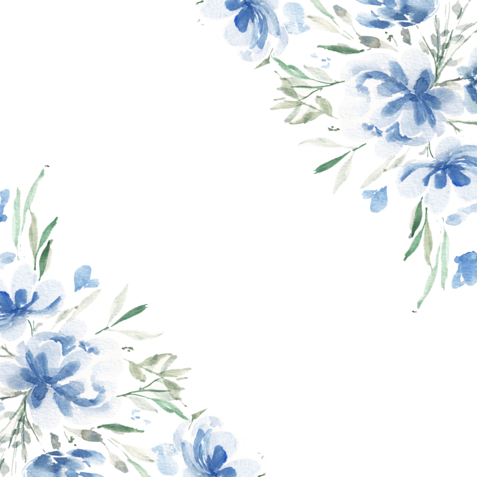 Blue Rose Watercolor Flower Border png