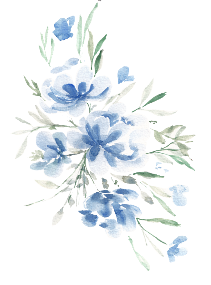 Blue Rose Watercolor Flower Arrangement png