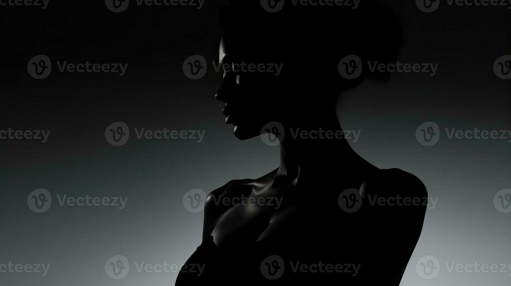 Shadow of a woman on a smooth surface from the side photo